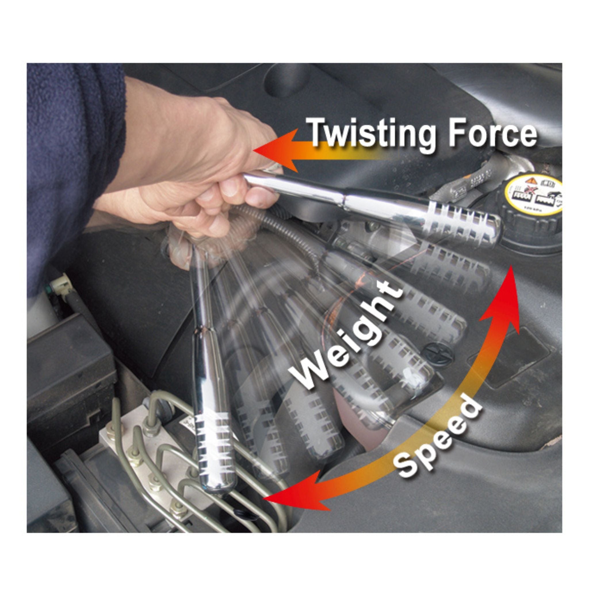 Demonstration showing testing of twisting force and speed using a socket ratchet