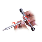 Extension bar inserted into Ring Stop 1/4 inch bit ratchet center hole to form T handle spanner