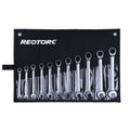 11 piece metric open end with reversible ratchet spanner set with pouch sizes 8mm to 19mm 