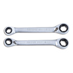 Front and back view of 14mm and 19mm Double Off Ring Driver Ratcheting Reversible Spanner