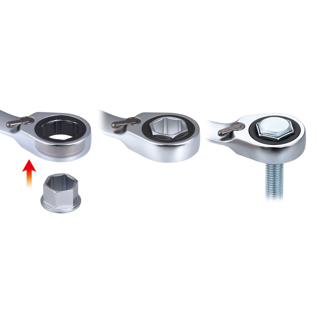 Instructional showing ring driver adaptor attached to spanner