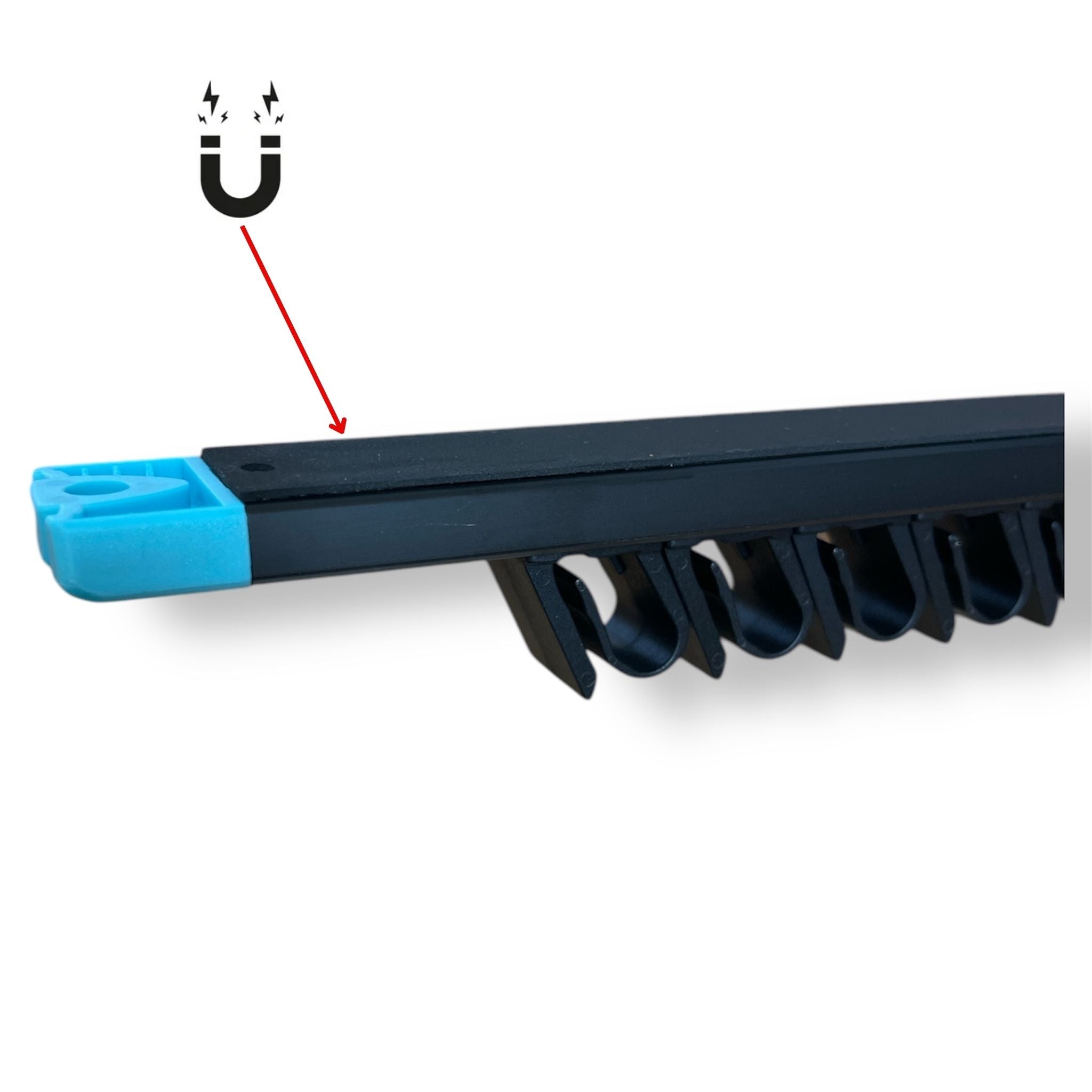 Back view of REOTORC Magnetic Rail showing built in magnets