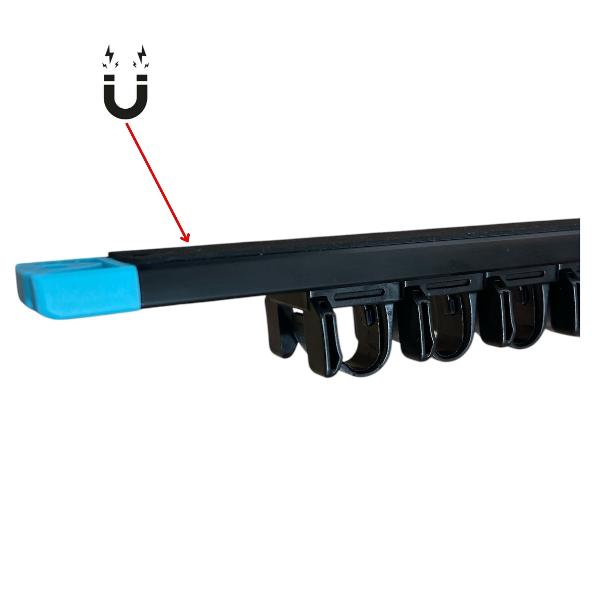 Back view of REOTORC Magnetic Rail showing built in magnets